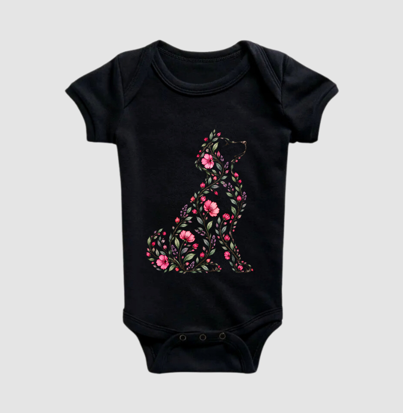 Cachorro em Flores - Body Infantil