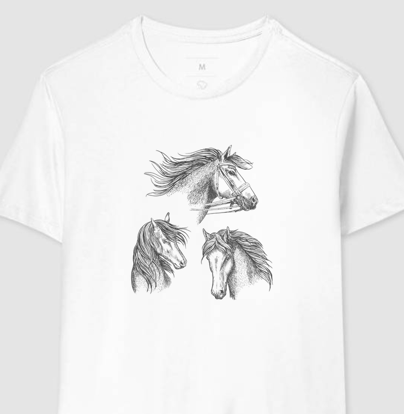 3 cavalos lineart - Algodão 30.1 