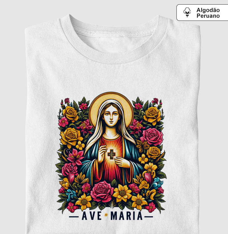 Ave Maria e as Flores - Algodão Peruano
