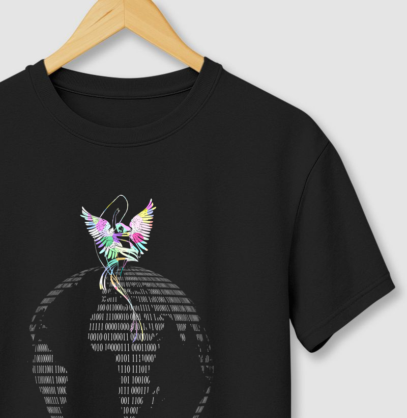 Camiseta Mundo Hacker - Bit Flower