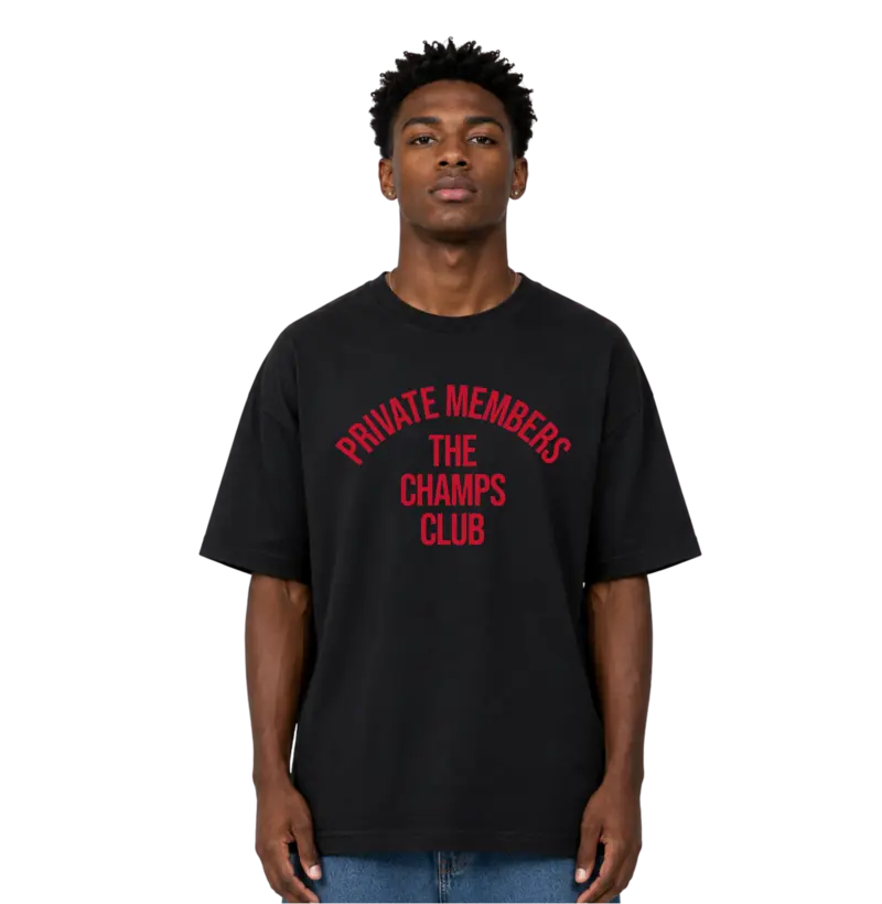 Camiseta Oversized Unissex Preta Private Members Red