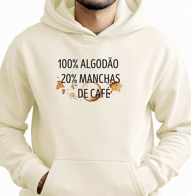 100% Algodão 20% Manchas de café