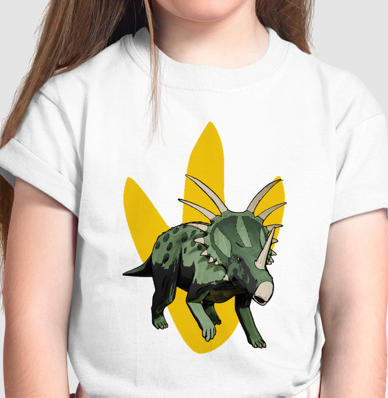 Camisa Algodão Estampada Dinossauro Styracosaurus Premium Dinoloco 