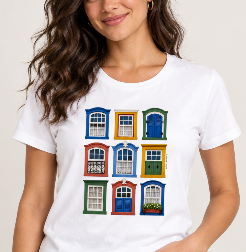Camiseta Janelas de Minas | Arquitetura Colonial | Charme das Gerais