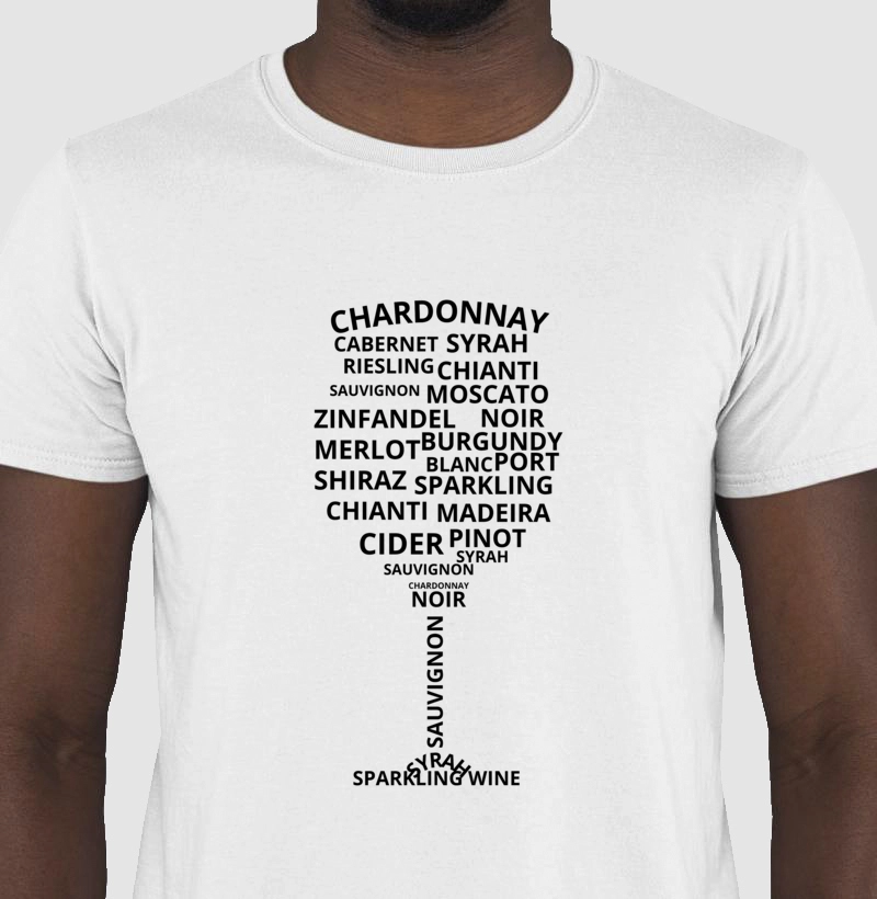 Camiseta Adulta - Tipos de vinho Taça