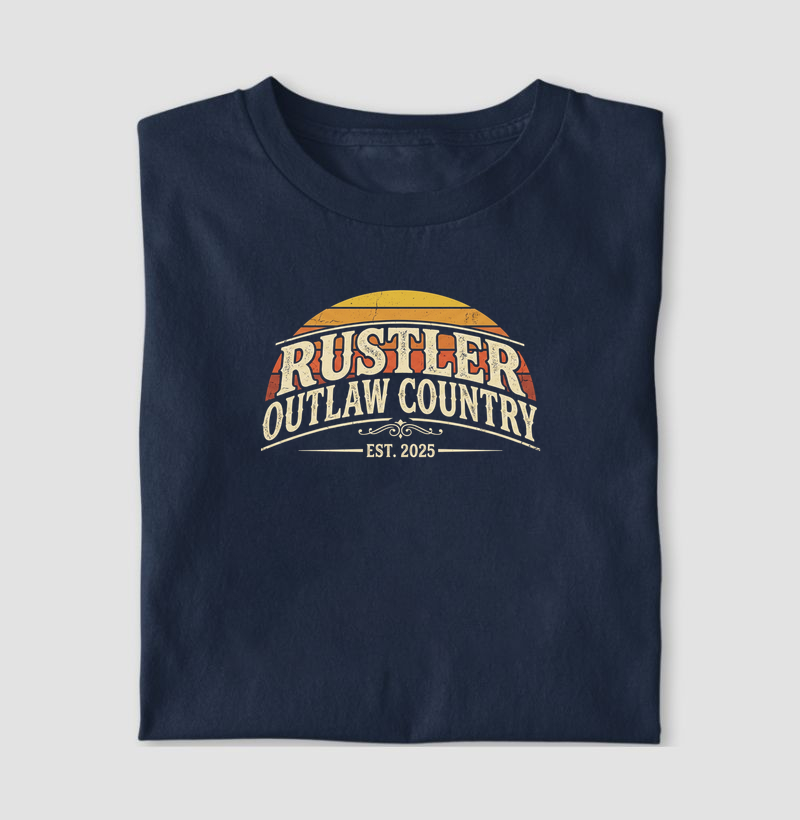Camiseta Country Masculina e Feminina Rustler Outlaw Country Est. 2025
