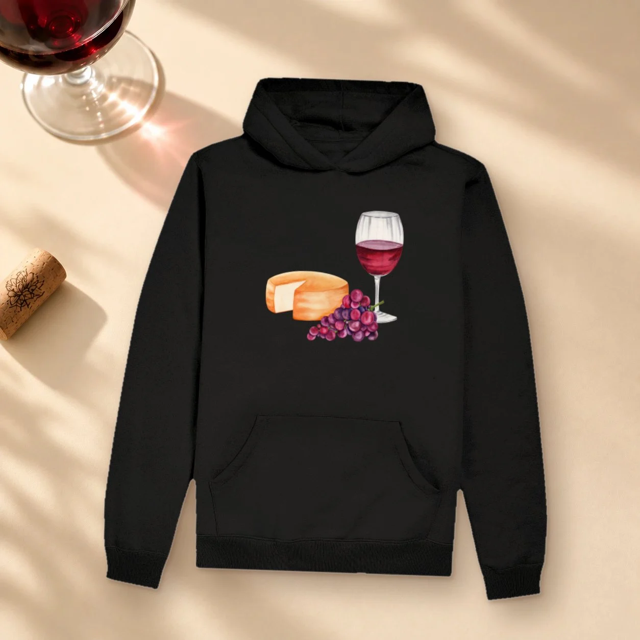 Camiseta Queijo e Vinho - Hoodie Moletom