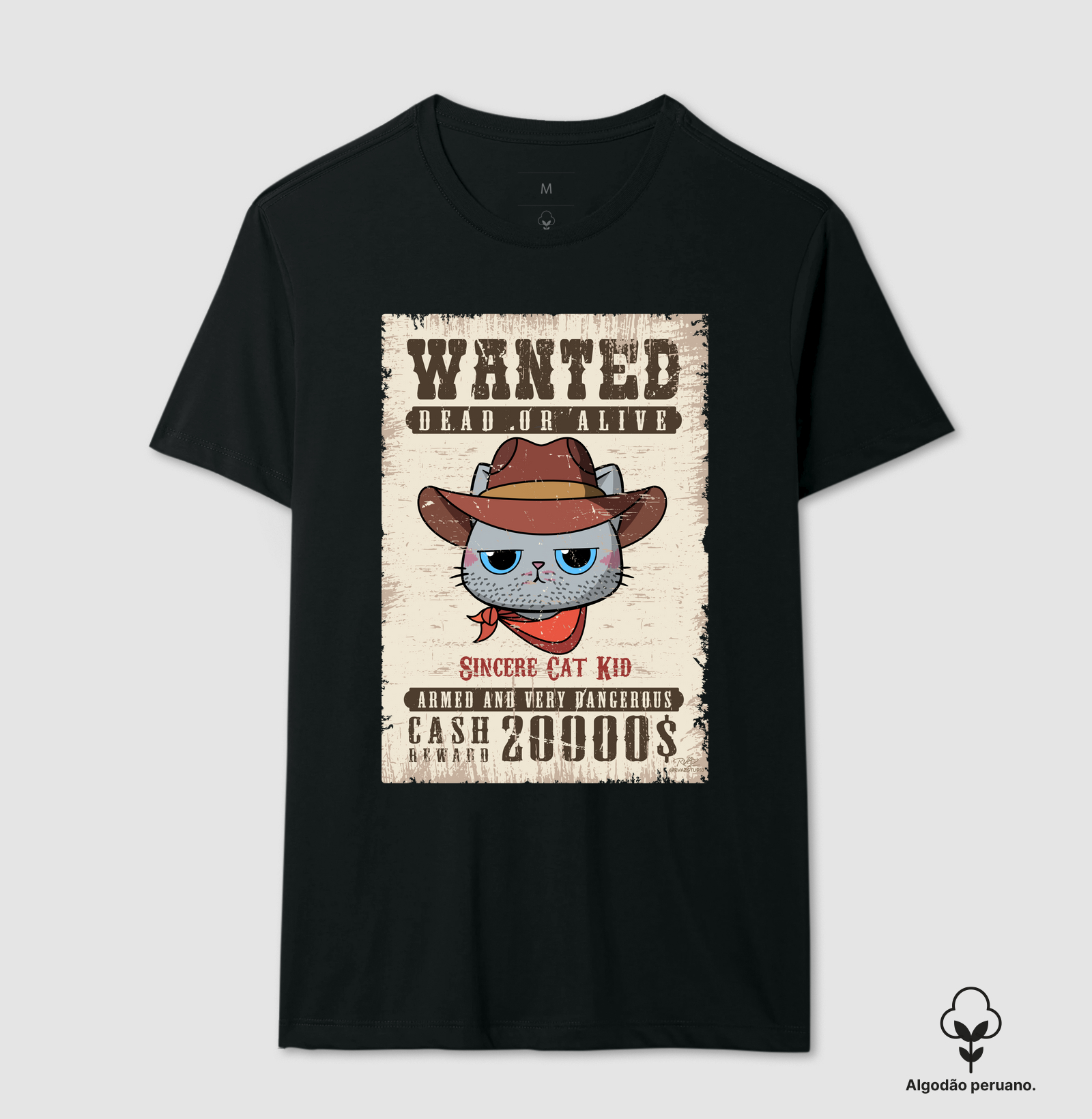 Camiseta Wanted Cat Kid - Camiseta Algodão Peruano