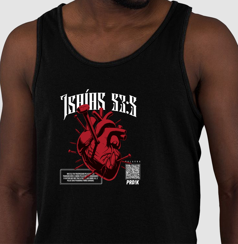 Camiseta Regata Algodão com Estampa - Isaías 53