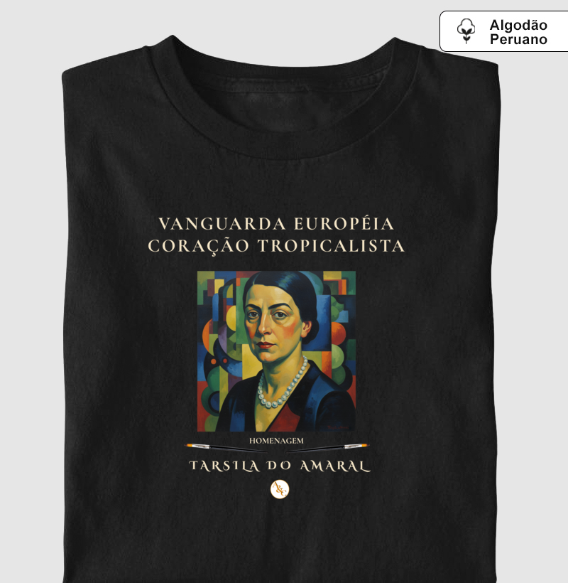 Camiseta Tarsila do Amaral - Estampa Coração Tropicalista | Arte Brasileira para Vestir