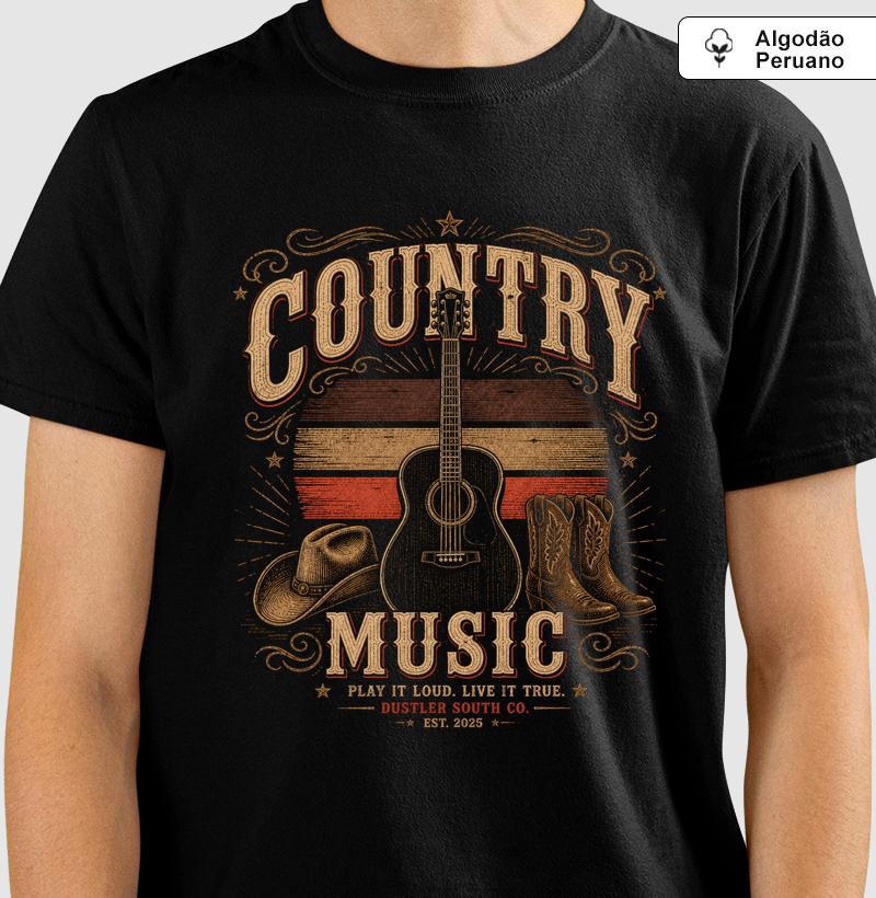 Camiseta Country Masculina Music Vintage