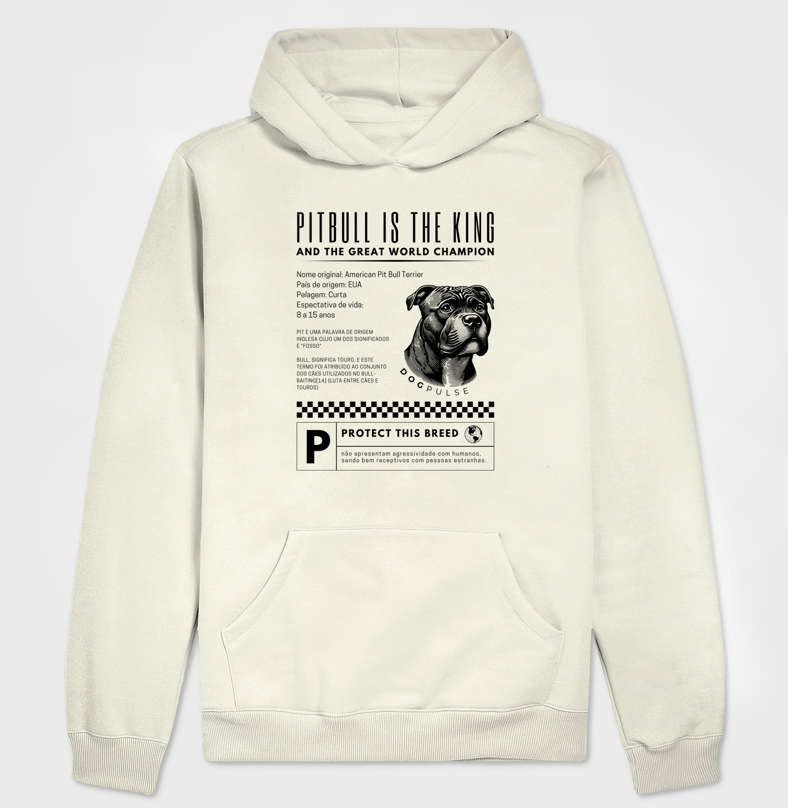 Hoodie Moletom Dog Pulse Pitbull Is The King – Heart of a Lion