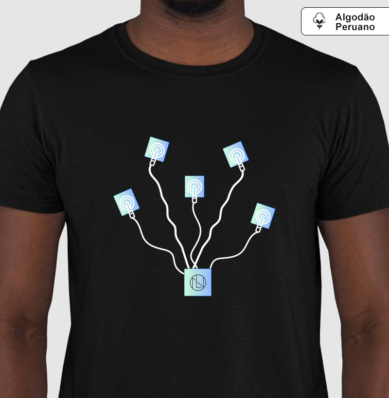 Camiseta Divertida Eletrodos ECG algodão peruano