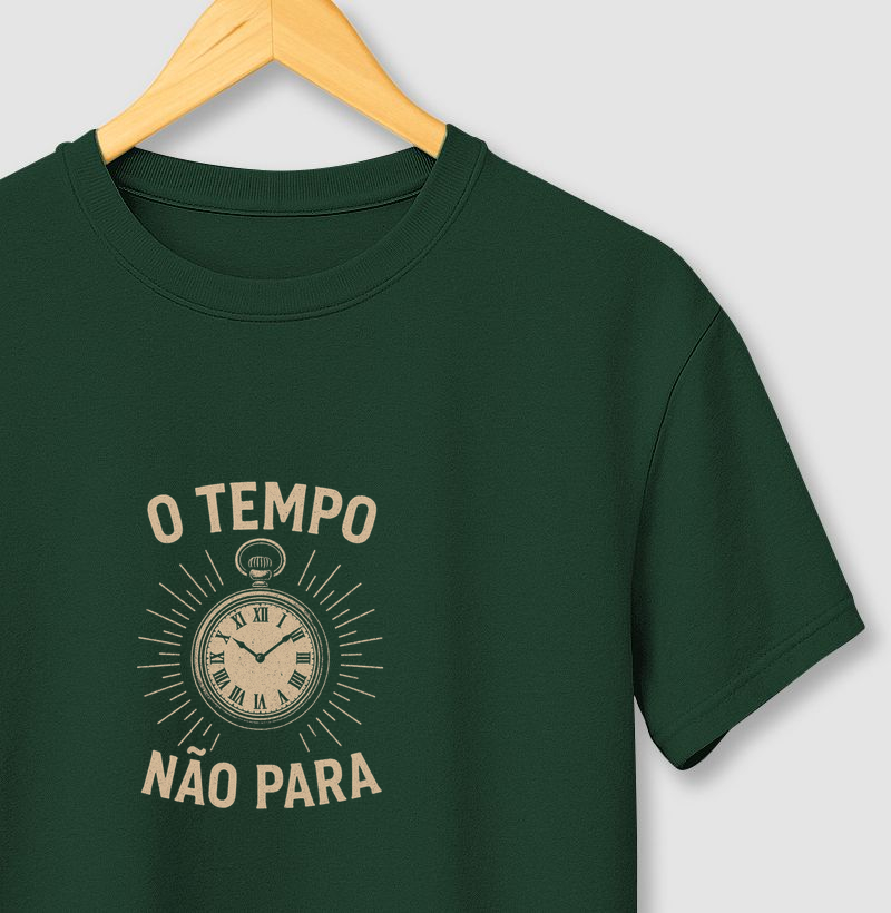 Camiseta O tempo não para!  Coleção Música. Masculina e Feminina. Algodão Premium..