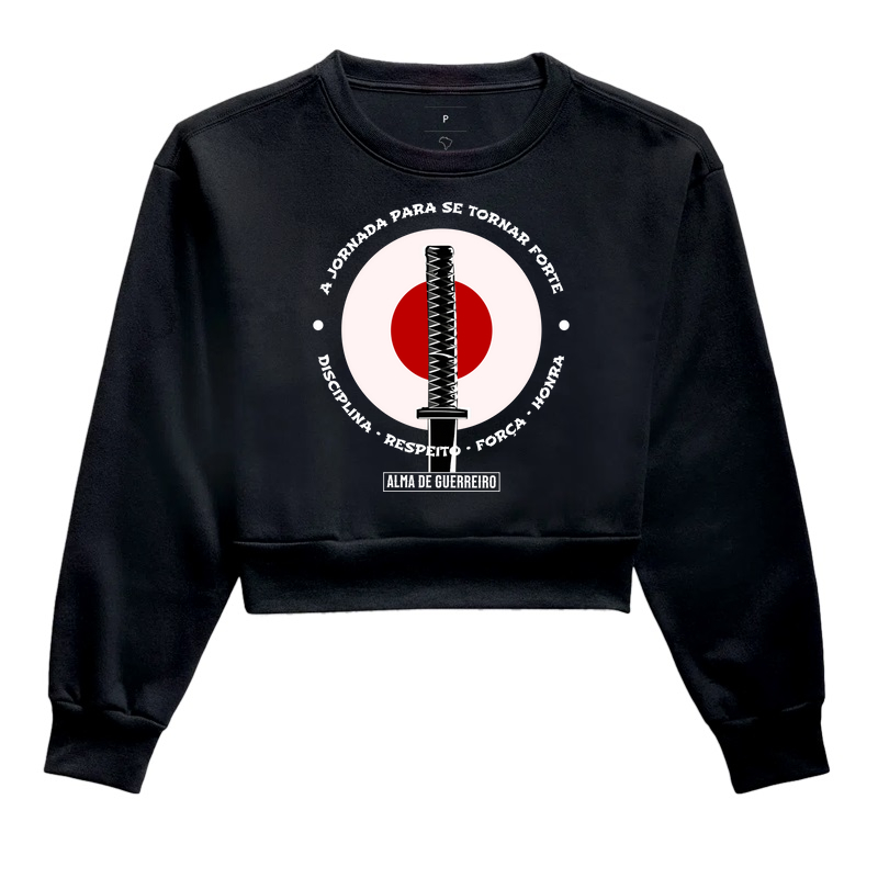 Cropped Moletom Alma de Guerreiro Samurai Katana