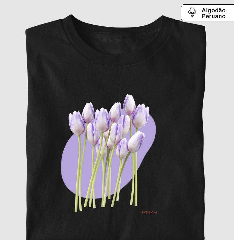 Tulipas Lilás - Algodão Peruano