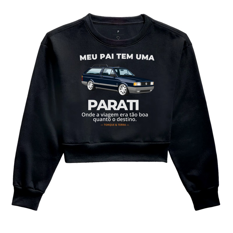 Meu pai teve uma - PARATI - azul escuro - Cropped Moletom
