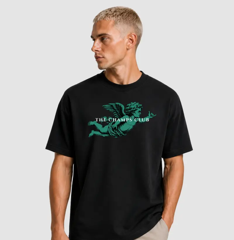 Camiseta Oversized Preta Emerald Cherub 