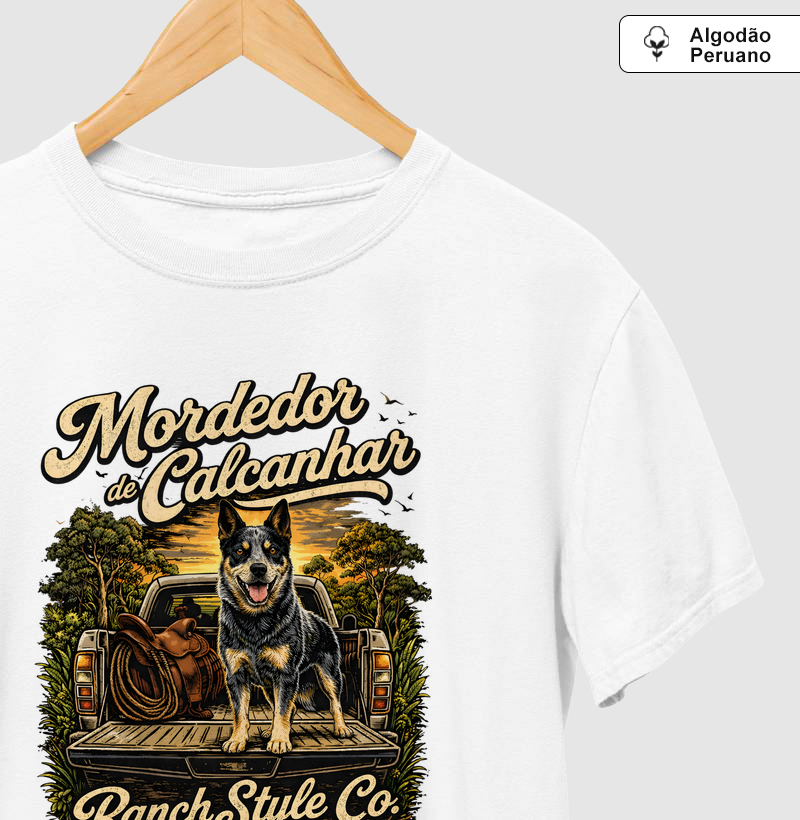 Camiseta mordedor de calcanhar
