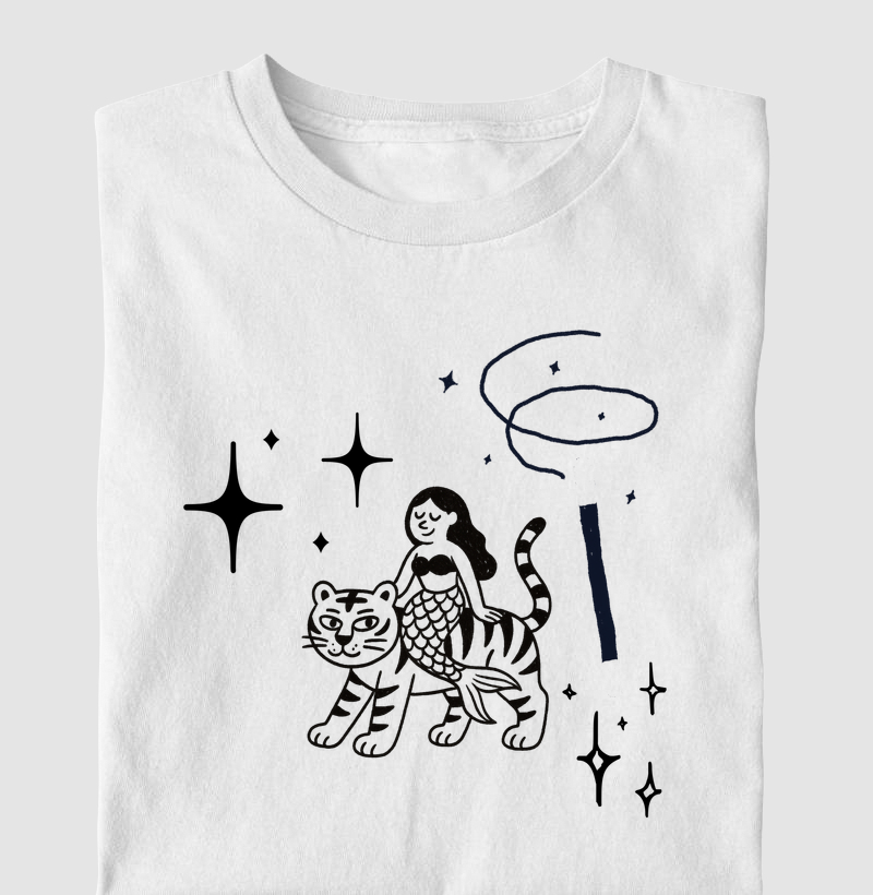Camiseta Infantil Sereia e o Tigre - por Maísa Campos