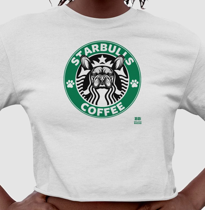 Camiseta Cropped Bulldog Frances "StarBulls Coffee"