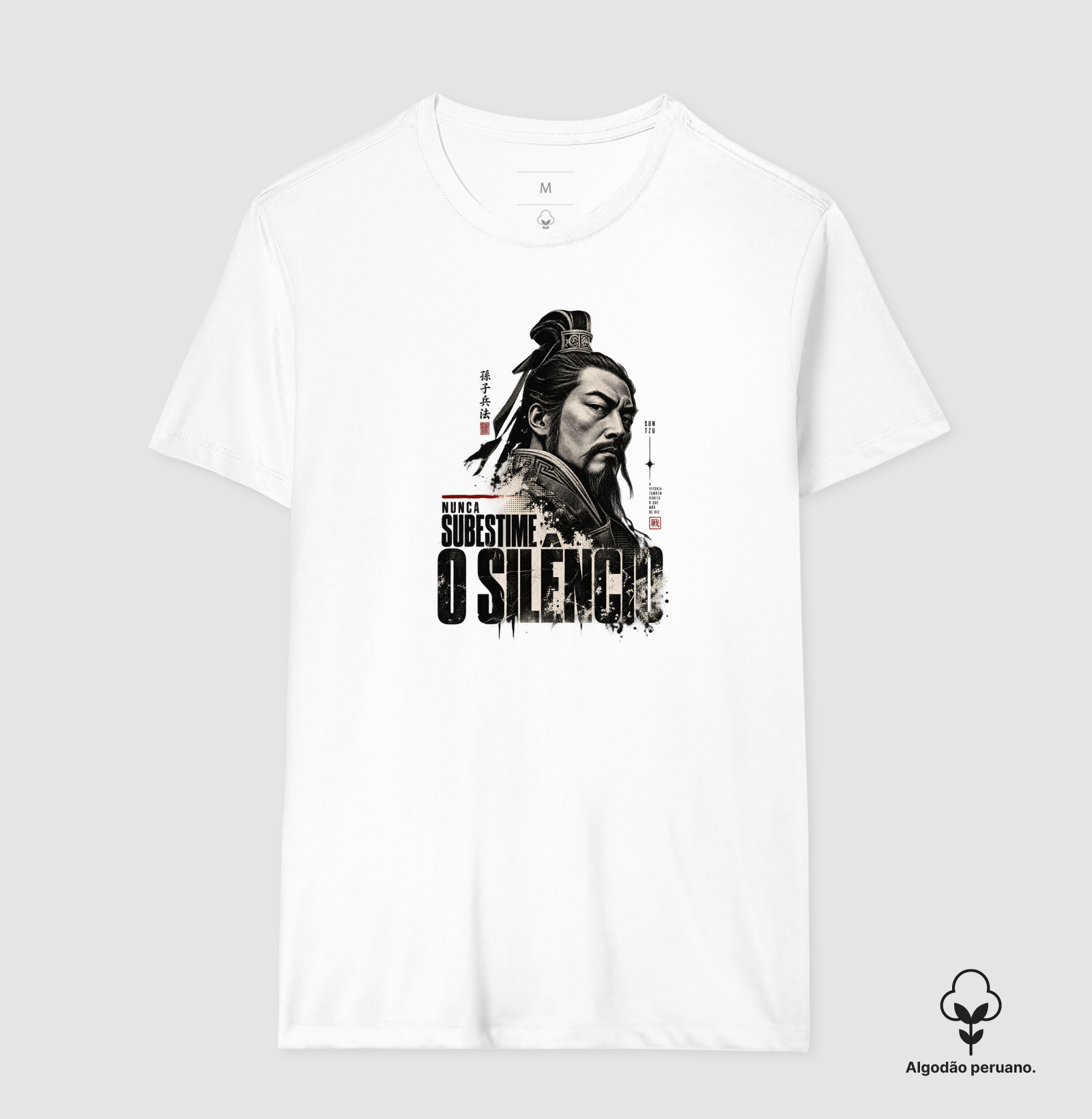 Sun Tzu - Nunca Subestime o Silêncio - Camiseta Algodão Peruano