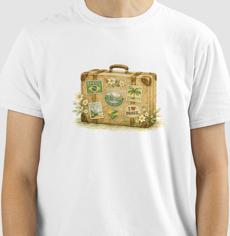 Camiseta Unissex AROUA — Brasil na Bagagem | Cartas para a Copa | Unissex | Algodão Penteado 30.1