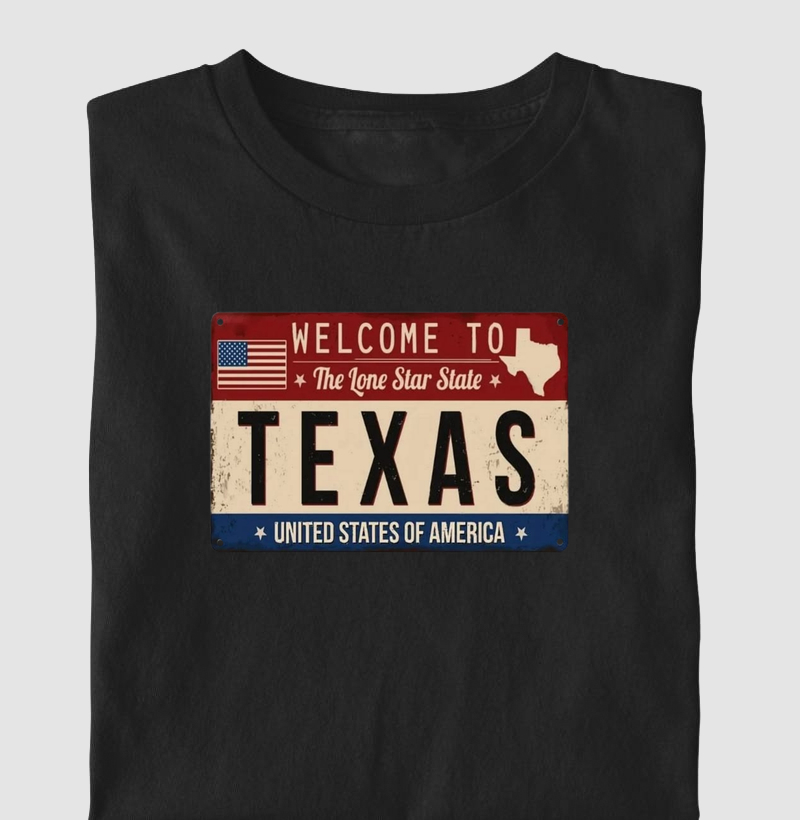 Texas (placa envelhecida) - Camiseta
