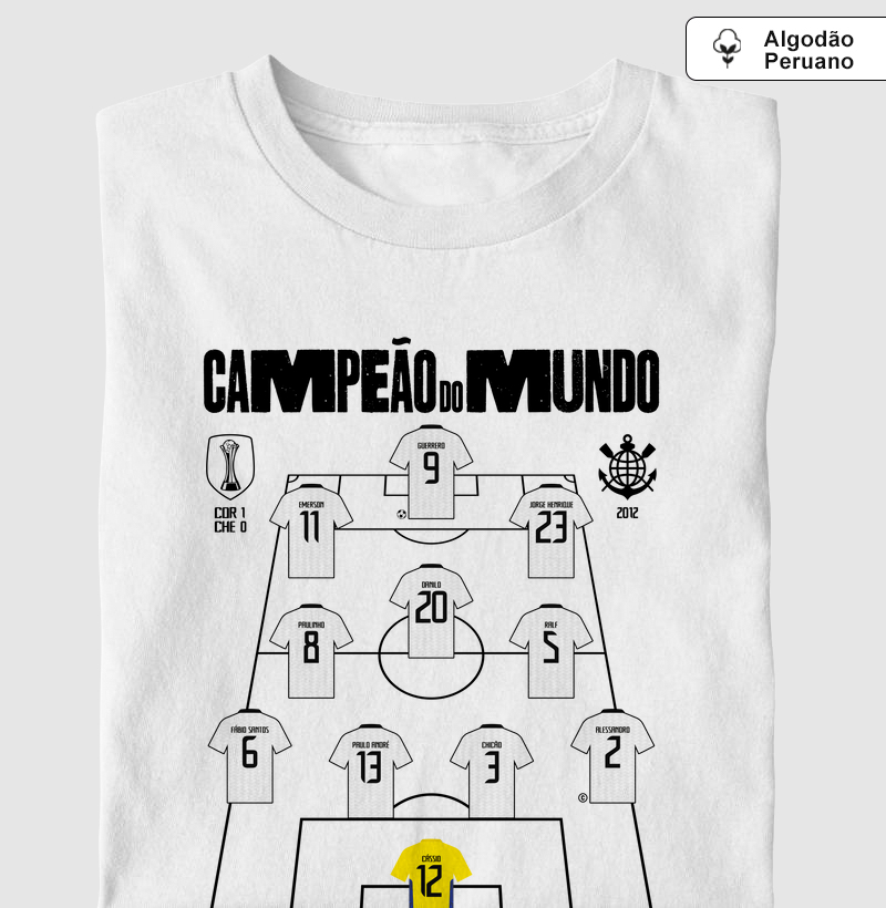 Camiseta Algodão Peruano - Campeão do Mundo - Escalação
