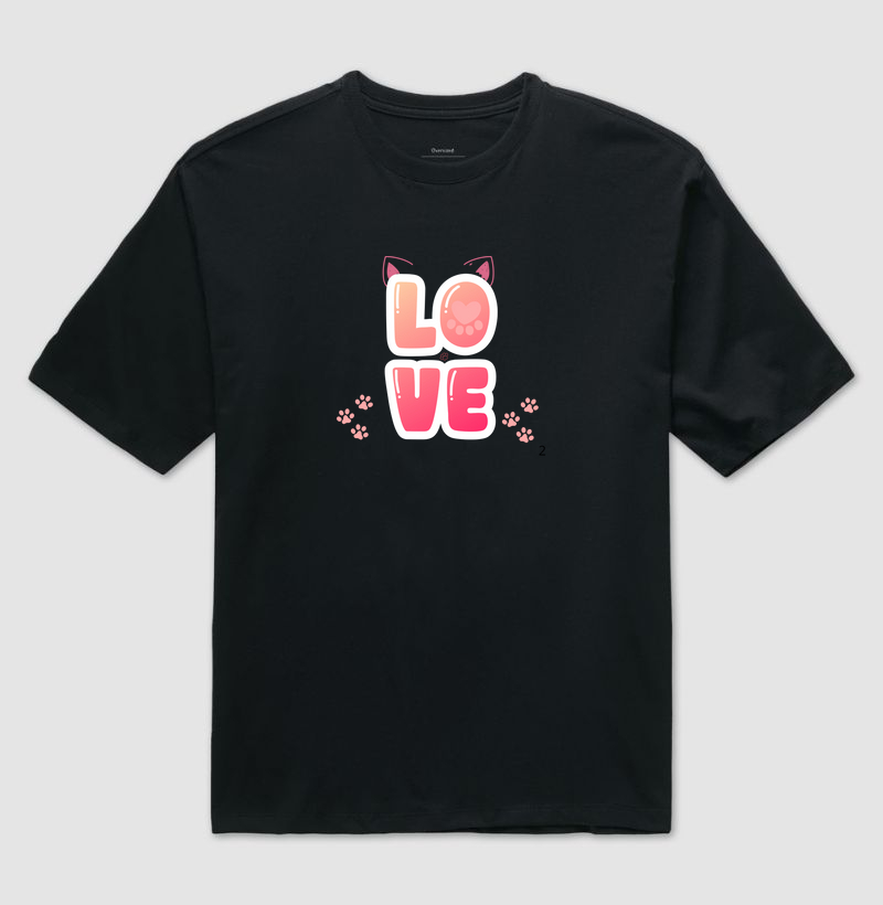 Camiseta Oversize Love Cat