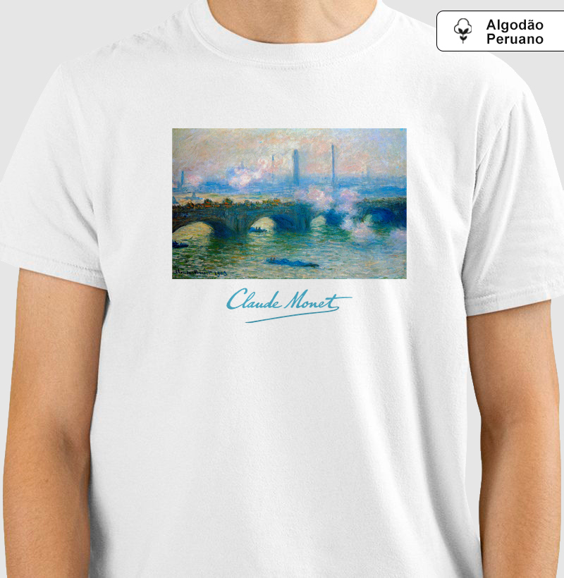 Camiseta Claude Monet – Waterloo Bridge, Londres Algodão Peruano 