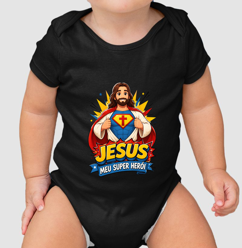 Body Infantil Jesus Meu Super Herói