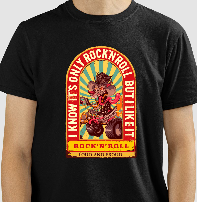 CAMISETA COM ESTAMPA IT´S ONLY ROCK AND ROLL