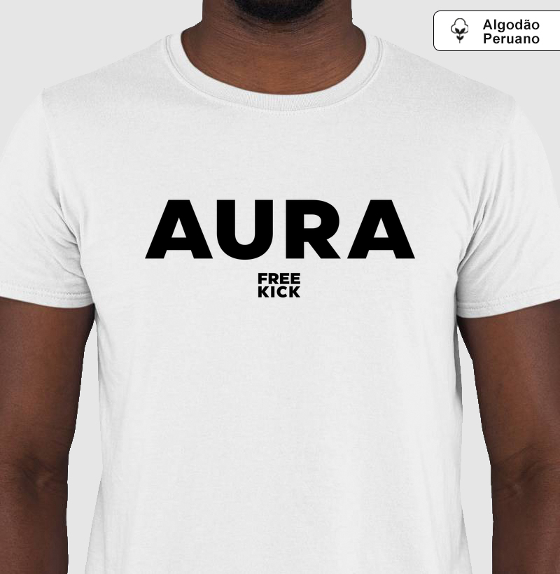 CAMISETA ALGODÃO PERUANO FREE KICK AURA LOGO PRETO