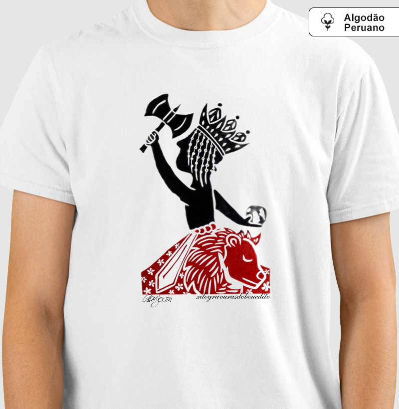 Camiseta Orixá Xangô Rei da Justiça e do Trovão | Xilogravura do Benedito