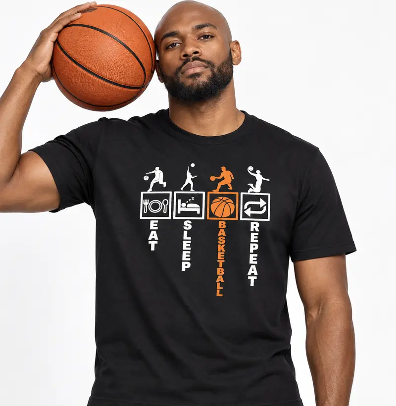 Camiseta de Basquete Eat Sleep Basketball Repeat