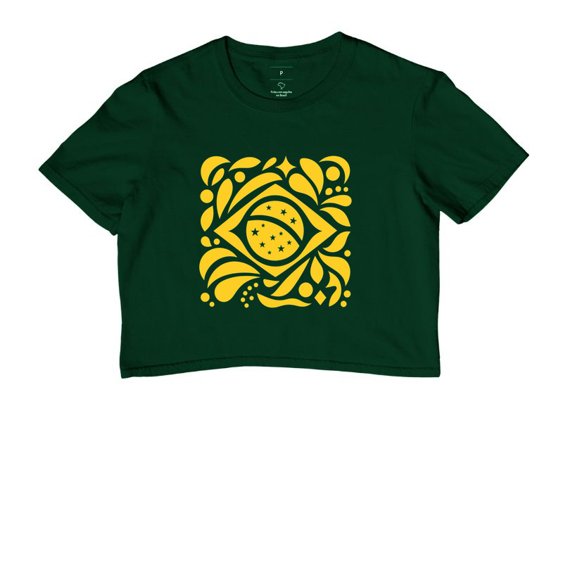Cropped Brasil Bandeira Algodão Premium