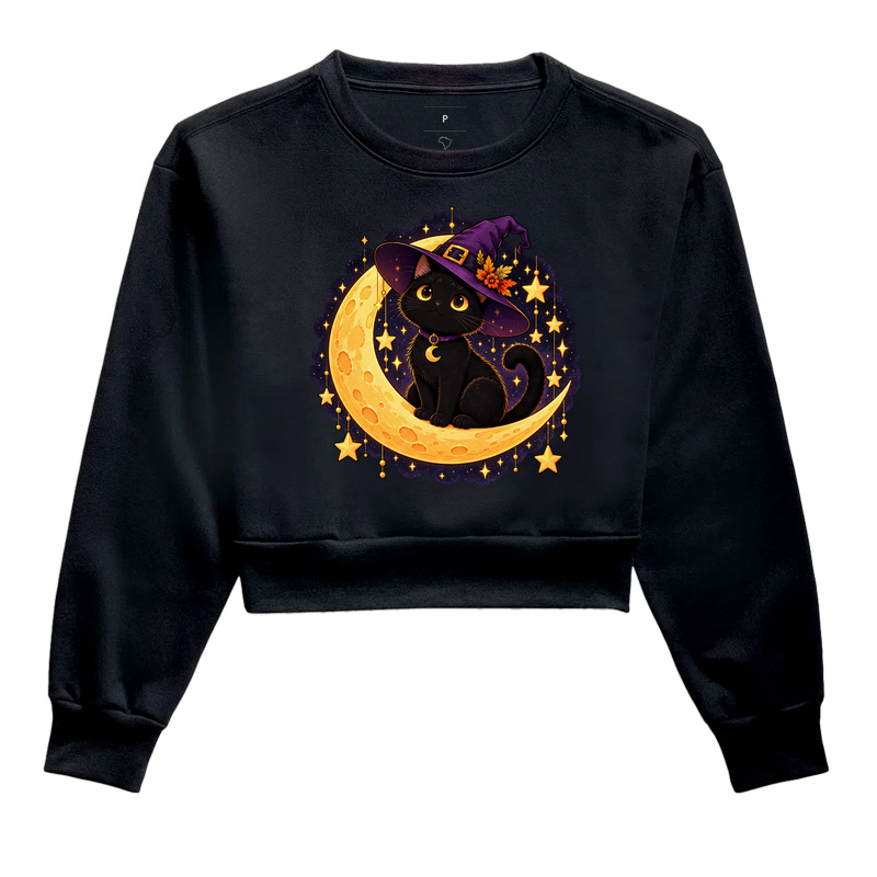 Gatoween - Bruxaria na Lua - Cropped Moletom