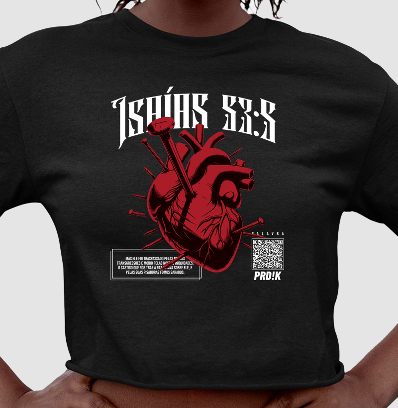 Cropped Algodão com Estampa - Isaías 53