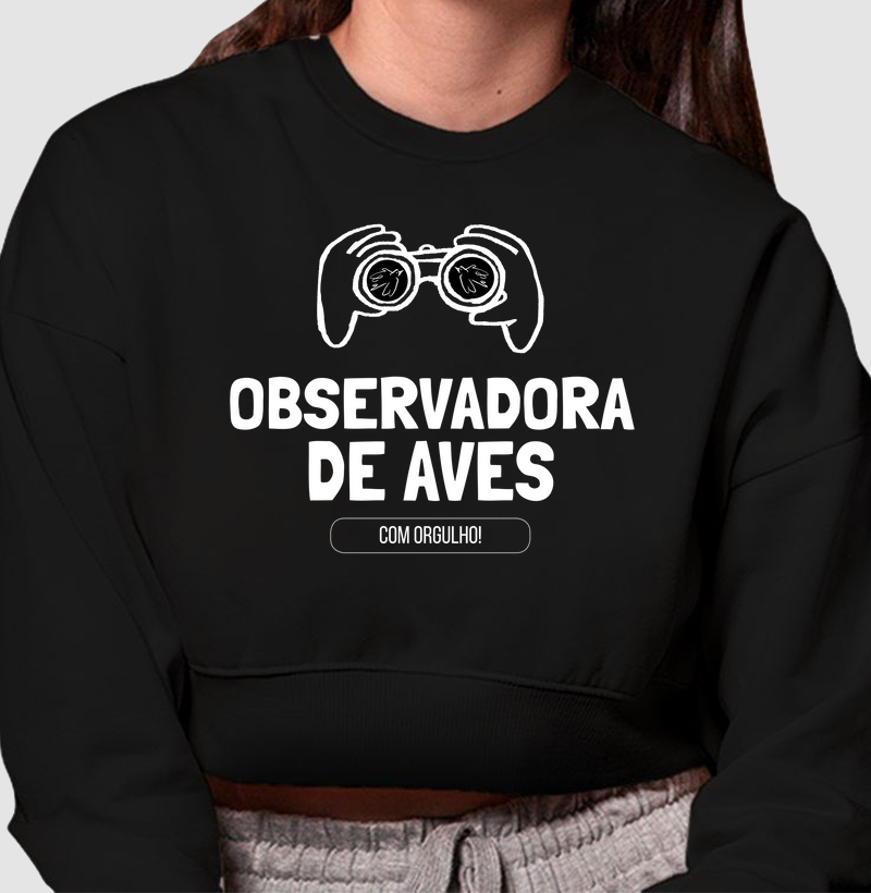 Observadora de Aves Branco - Moletom Cropped
