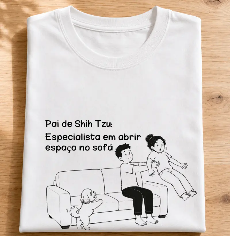 Pai de Shih Tzu, especialista em abrir espaço no sofá 