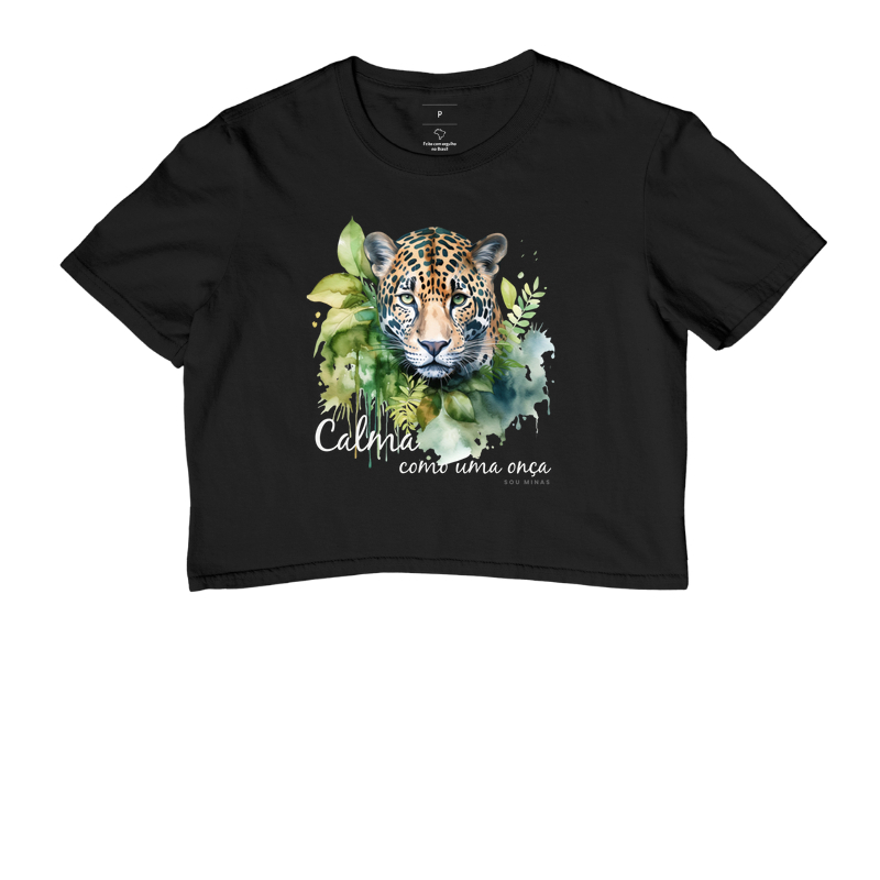 Camiseta Cropped Calma como uma Onça