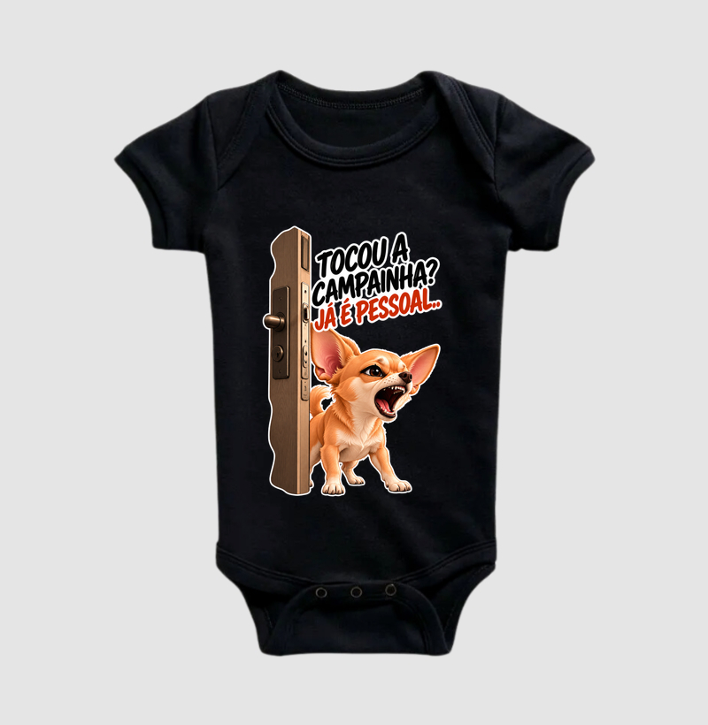Tocou a campainha? Já é pessoal! - Body Infantil