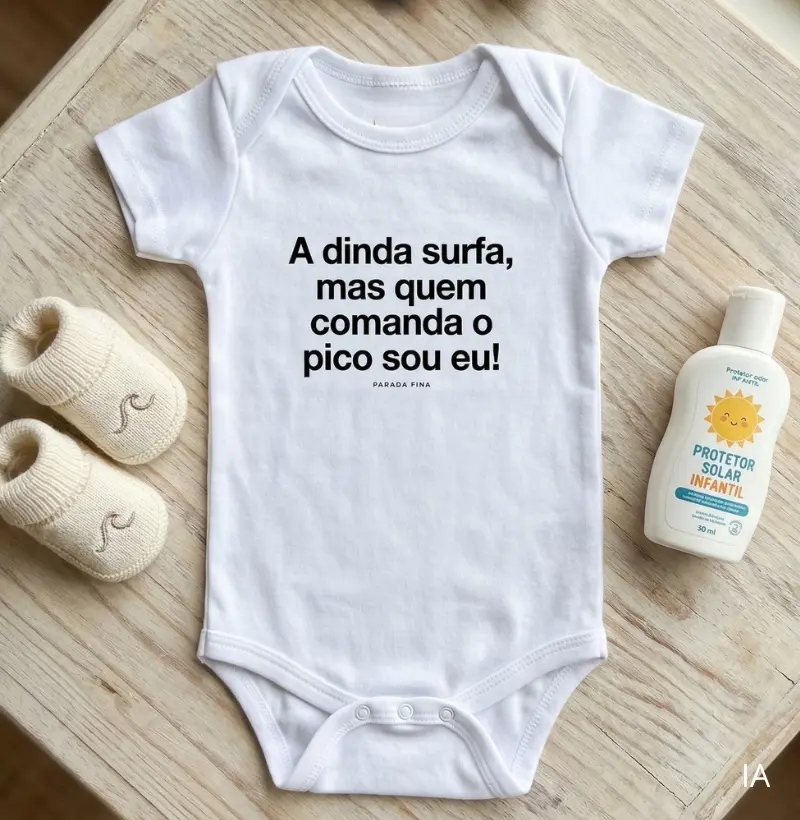 A dinda surfa, mas quem comanda o pico sou eu!
