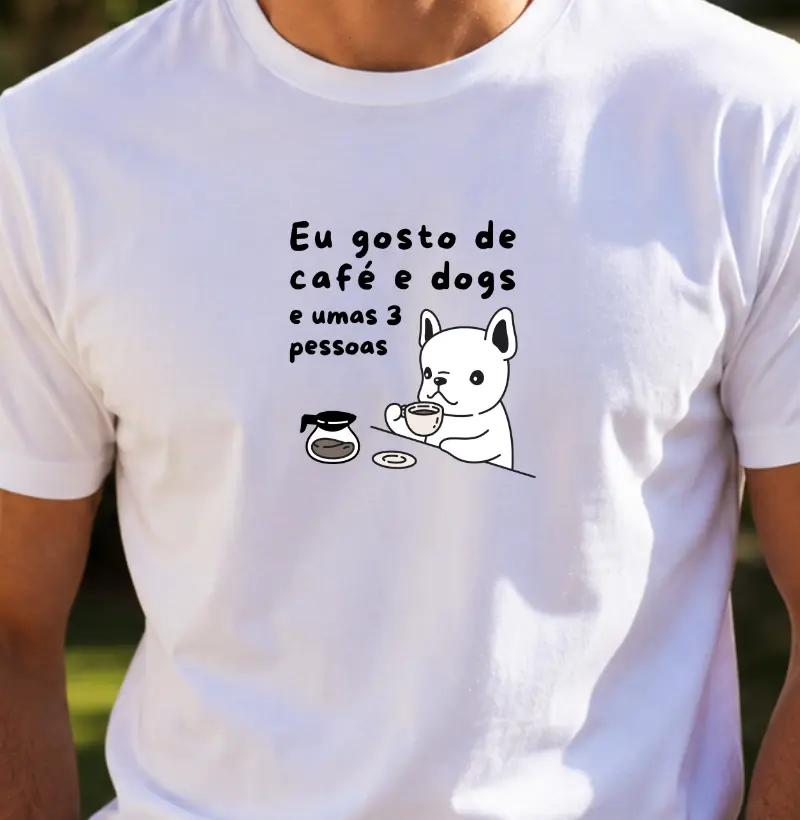Eu gosto de café e dogs, e umas 3 pessoas