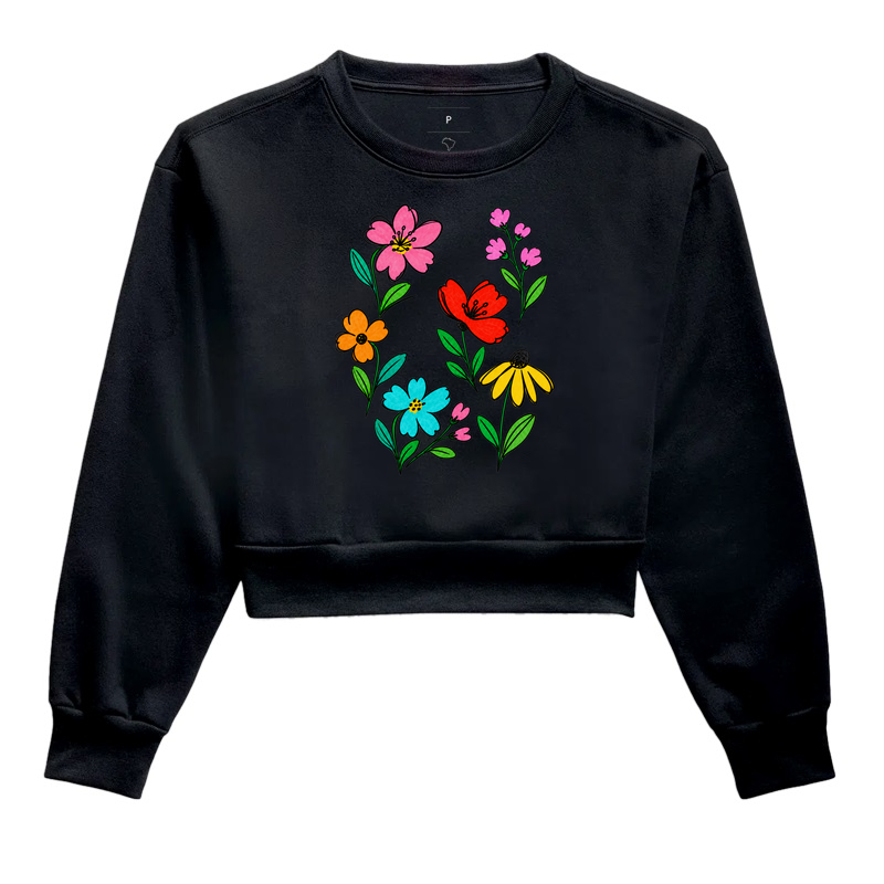 FLOWERS - Cropped Moletom