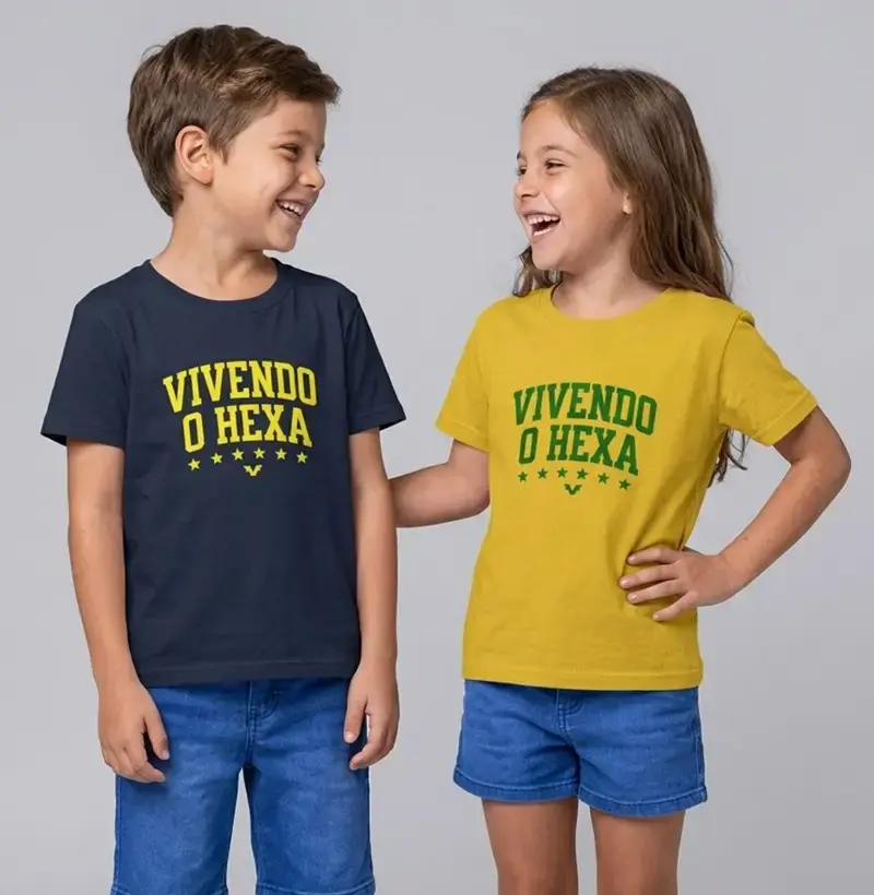Camiseta Infantil Vivendo o Hexa - Copa do Mundo