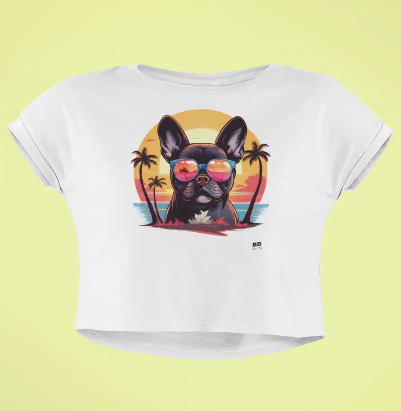 Camiseta Cropped Bulldog Frances "Good Vibes II"