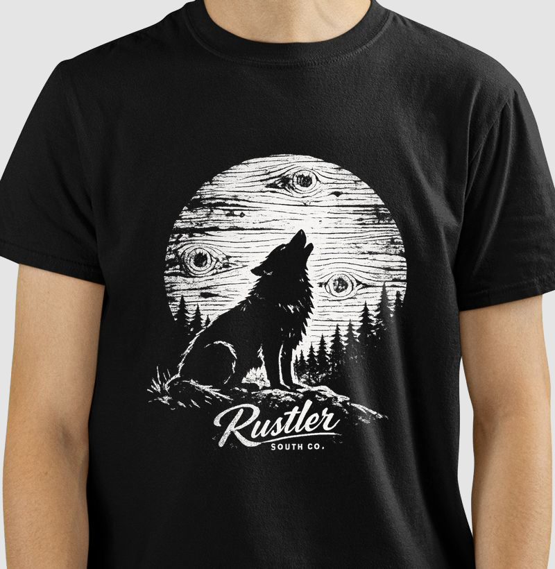 Camiseta Rustler Lone Wolf – Howling Moon | Western Night