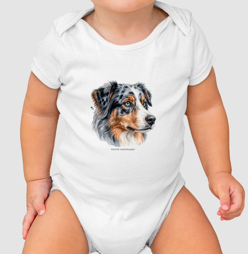 Cães - Pastor Australiano (Blue Merle) - Body Infantil - Body Infantil